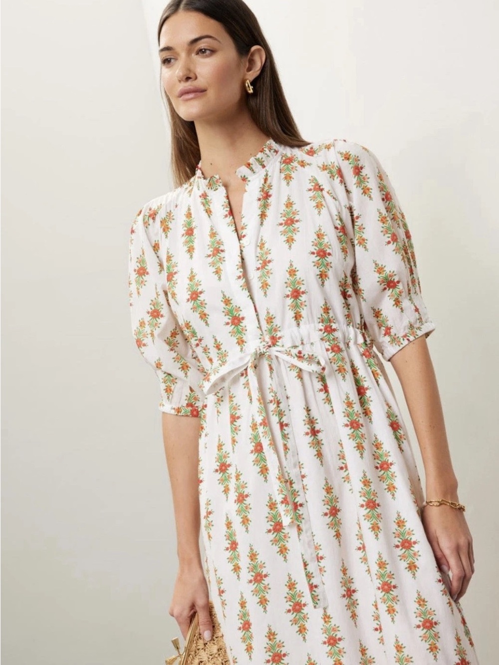 Banjanan Betty Maxi Dress with Red Floral Print cotton M Tiered